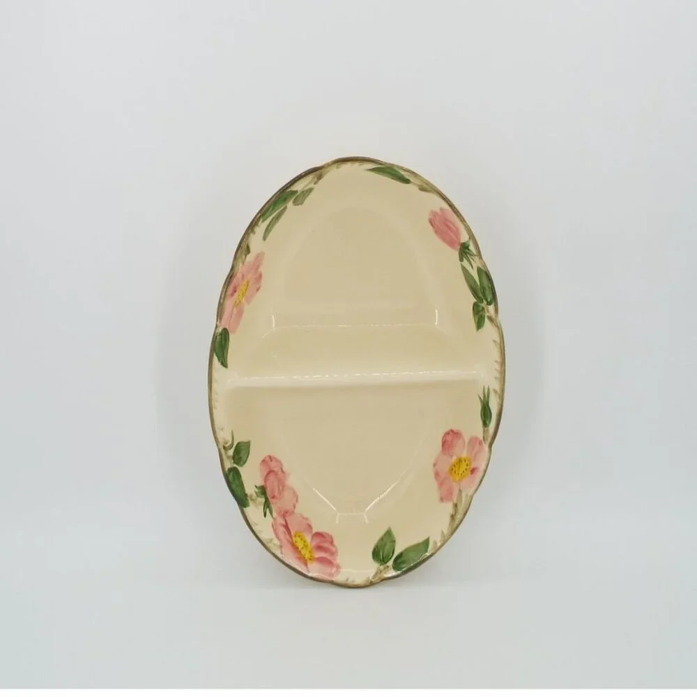 Vintage Franciscan Desert Rose Earthenware Oval Divided Serving Dish